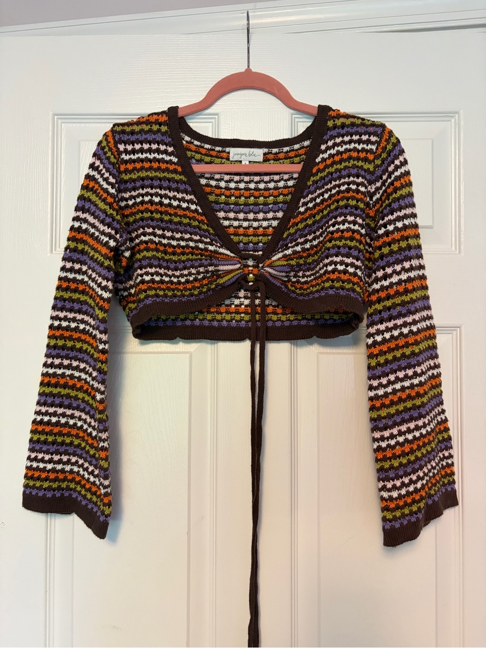 Juniper Blu Lace-Up Cropped Knit Top - Multicolor